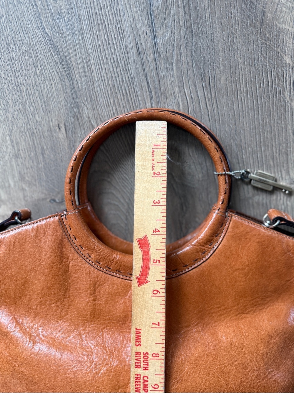 Vintage Fossil Brown Leather Circle-Handle Shoulder Bag - Picture 10 of 15